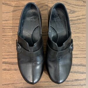 Dansko Tamara Leather Slip on Clogs Sz 7.5 EUR 38 Black Round Toe